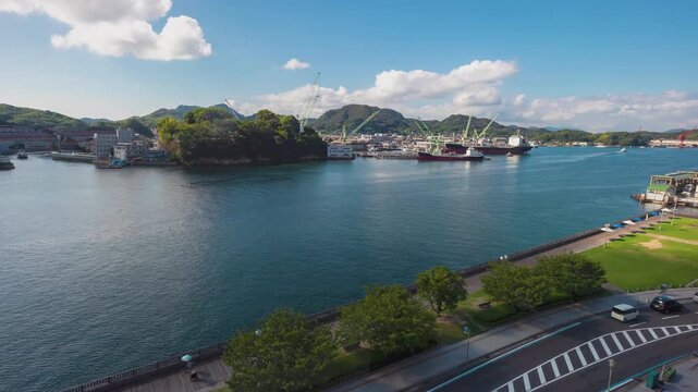 Time Lapse of Onomichi Harbor and Mukaishima Island in Hiroshima, Japan