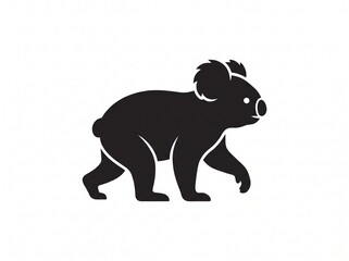 Naklejka premium Koala walking silhouette icon vector flat design, vector isolated on white