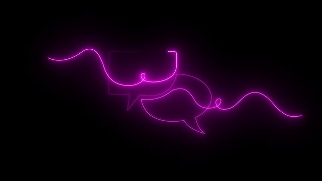 Glowing Speech bubble continuous one line art icon for modern motion graphic of Clean Modern Single Drawing Icon..