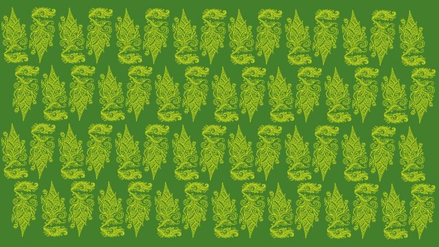 Batik green and yellow traditional seamless pattern vector illustration, ornate floral paisley motif background for wallpaper and textile design