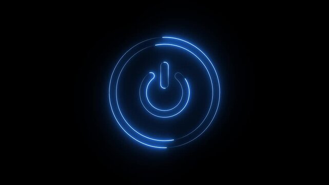 glowing power button icon Neon light power button turning on and off computer shutdown, abstract, control, round, button signs..