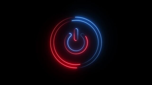 glowing power button icon Neon light power button turning on and off computer shutdown, abstract, control, round, button signs..
