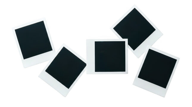 Black square shapes arranged in a random pattern isolated on transparent background