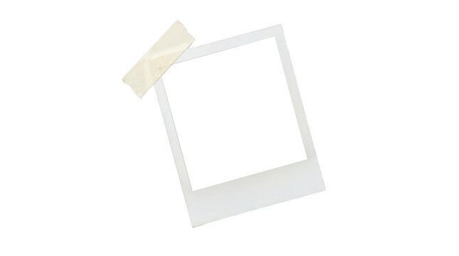 Empty photo frame with adhesive tape isolated on transparent background