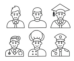 Fototapeta premium Profession Silhouette Icon Collection Minimalist Career Illustration Occupation Graphic Role Symbol Modern Work Branding and Diverse Job Design Concept 