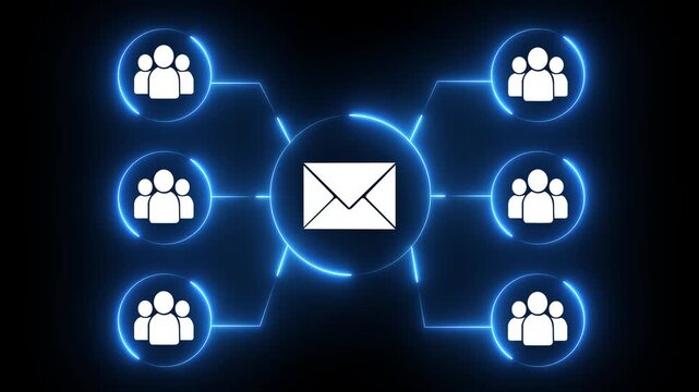 Email security solution concept Automated secure mail scanning system and data protection. Email Security and Network Data Encryption Motion Loop, black background..