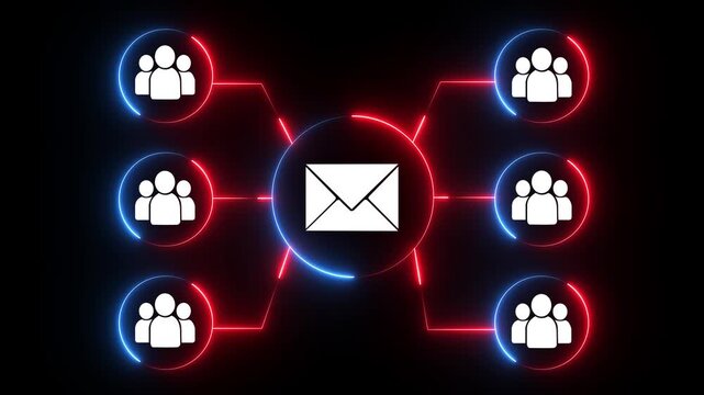 Email security solution concept Automated secure mail scanning system and data protection. Email Security and Network Data Encryption Motion Loop, black background..