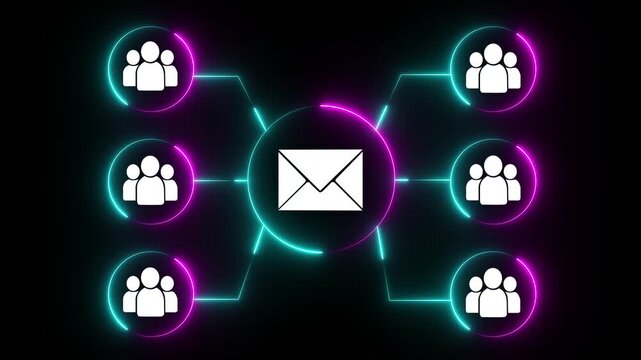 Email security solution concept Automated secure mail scanning system and data protection. Email Security and Network Data Encryption Motion Loop, black background..