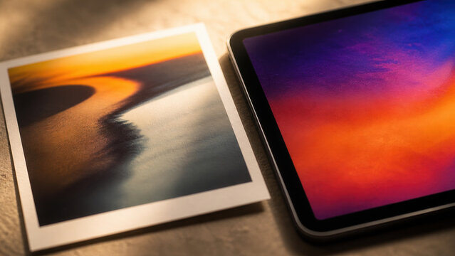 Photo print and tablet with abstract image