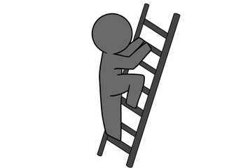 Climb a ladder　Illustration ハシゴを上る　ピクトグラム　イラスト © 夢眺
