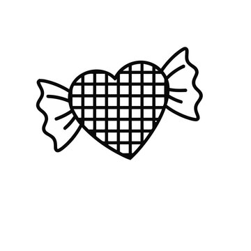 Heart shaped candy in wrapper