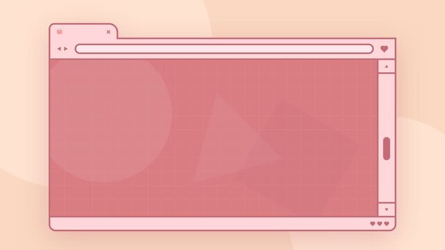 A Soft Pastel Pink Graphical Browser Interface with a Grid Pattern Including Geometric Shapes