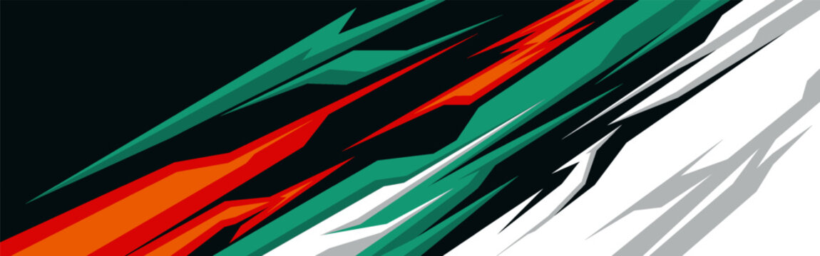 Vector design of sports car wraps and t-shirts for rally racing cars, vehicles, uniforms and sports livery. Abstract lines racing graphics