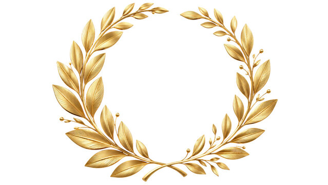 Laurel Wreath in Metallic Gold on Transparent Background