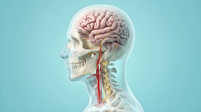 3D Human Brain and Central Nervous System with Spinal Cord Anatomy