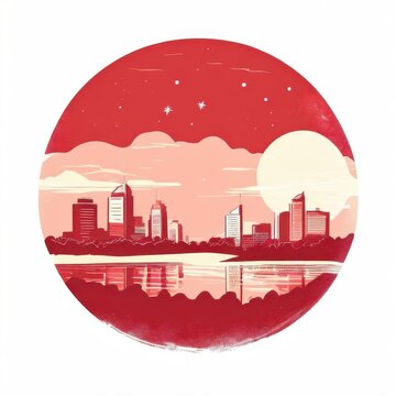 an AI Image Generator, Red City Skyline