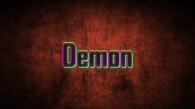Animated glowing text typing effect on a dark textured background with video neon style text animation typing out word dark