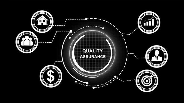 Assurance infographic motion featuring animated business data analytics, financial growth, and strategic goal setting for corporate presentations and reports