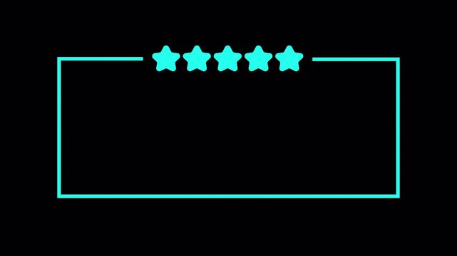  Rating stars Rectangle animation five stars  with rectangle icon motion. customer review concept frame 4k video animation on transparent background with alpha channel.