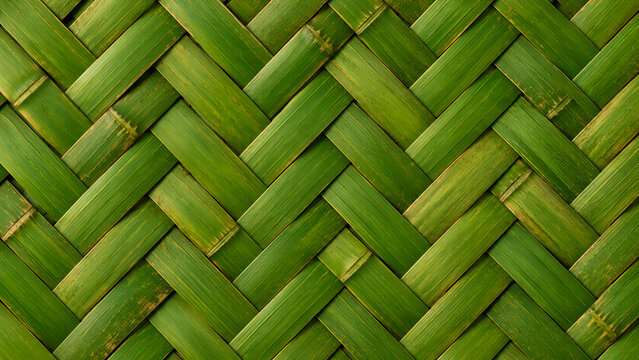 Fresh Green Bamboo Woven Pattern Background