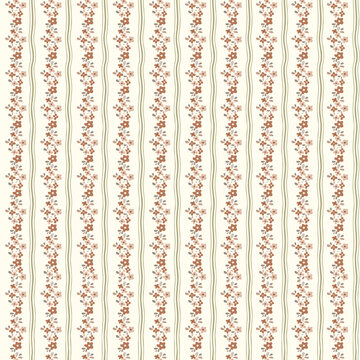 Brown floral seamless pattern background with vertical small flower stripes vector illustration for autumn neutral fabric design, wrapping paper, wallpaper, earthy textile and greeting cards