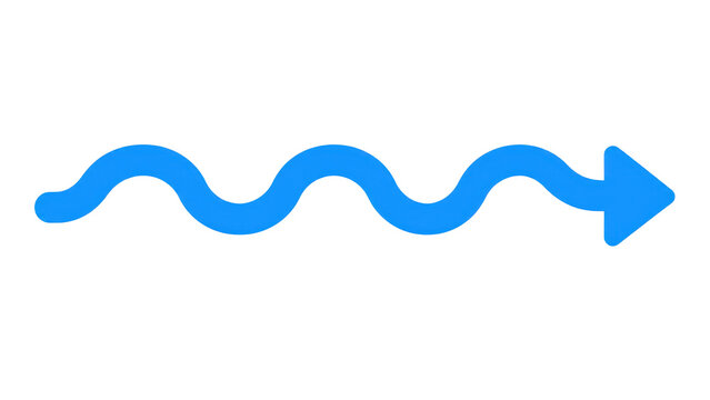 Blue Wavy Arrow Icon Pointing Right