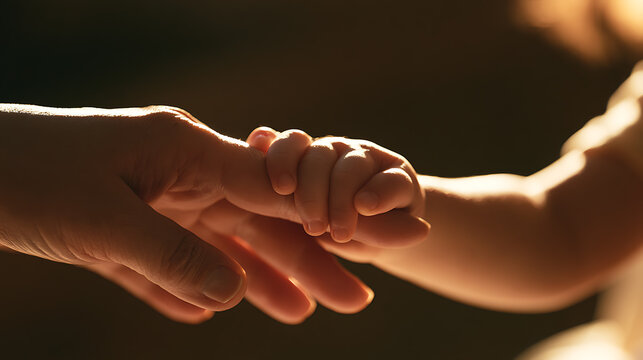 Tender moment between newborn baby and parents, symbolizing unconditional love, family connection, protection, and precious memories.