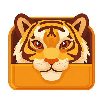 Tiger Flat Vector Illustration, Cute Wildlife Animal Cartoon Icon Isolated on White Background