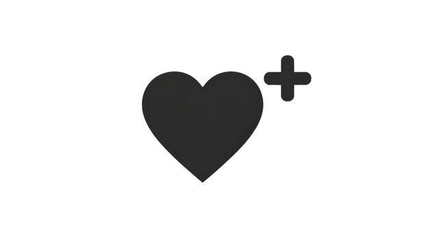 Heart Icon with Plus Sign Graphic on Transparent Background
