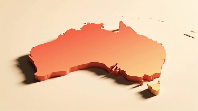 3D raised red map animation of Australia