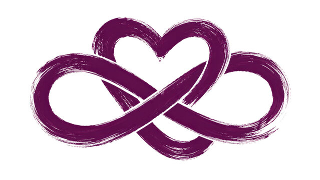 Infinity Heart Symbol with Purple Brush Stroke Texture on Transparent