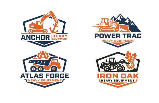 Heavy Equipment Badge Logo Collection &ndash; Construction Machinery Emblems and Industrial Branding