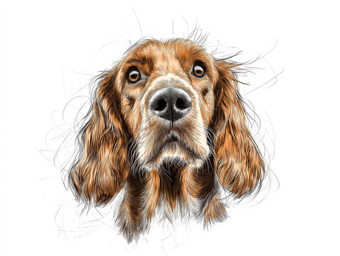 Cocker Spaniel illustration on white background ~ Created using Generative AI