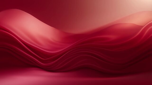 Abstract red silk fabric waves flowing in smooth motion for elegant luxury background design