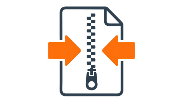 Zip File Compression Icon with Document and Arrows