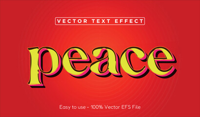 Fototapeta premium Peace Vector Text Effect – Retro 3D Editable Typography with Colorful Shadow