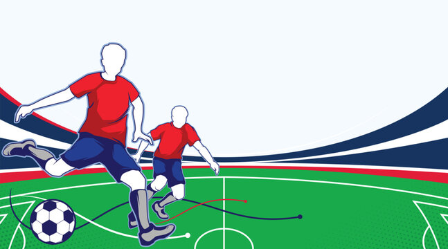 Soccer and Football Sports Background Vector. International Sports Day Illustration. Graphic Design for the decoration of gift certificates, banners, and flyer