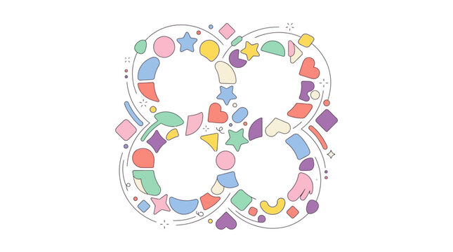 Minimalist line art of number eighty eight with colorful shapes