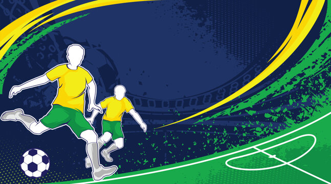 Soccer and Football Sports Background Vector. International Sports Day Illustration. Graphic Design for the decoration of gift certificates, banners, and flyer