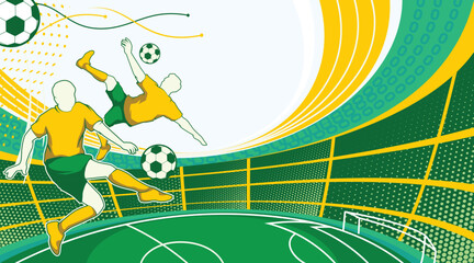 Fototapeta premium Soccer and Football Sports Background Vector. International Sports Day Illustration. Graphic Design for the decoration of gift certificates, banners, and flyer