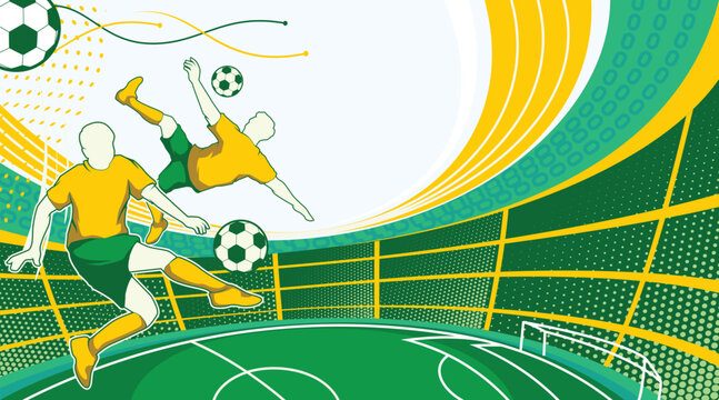 Soccer and Football Sports Background Vector. International Sports Day Illustration. Graphic Design for the decoration of gift certificates, banners, and flyer