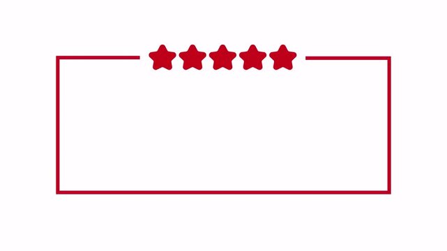  Rating stars Rectangle animation five stars  with rectangle icon motion. customer review concept frame 4k video animation on transparent background with alpha channel.