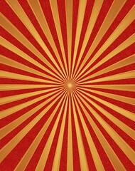 Obraz premium Gold sunburst rays seamless pattern on red background, radiating stripes