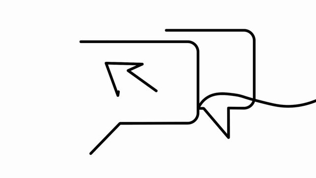 Continuous line art draws speech bubbles with a cursor arrow, motion graphics animation.

Description