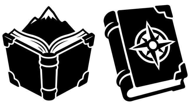 Fist punching gear icon and hard hat with star emblem