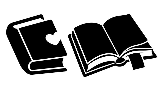 Stacked books and open book icon illustration