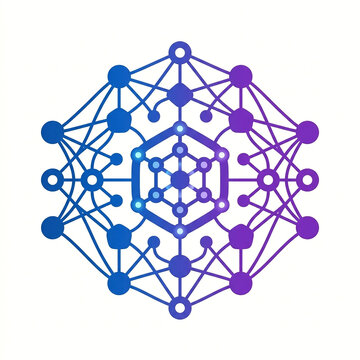 Neural network vector icon for interconnected nodes, synoptic processing and AI topology