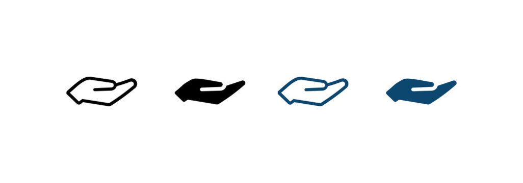 Hand icon set. Symbols of support and assistance. Simple pictograms for help, care, service, offering, giving, and receiving. Solid icon illustration pack.