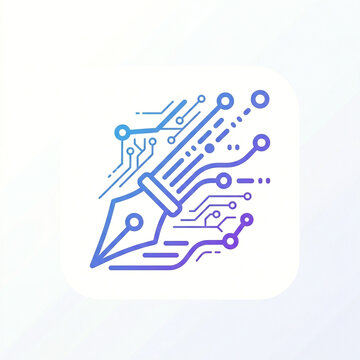 AI writing vector icon for automated copywriting, content creation and text generation