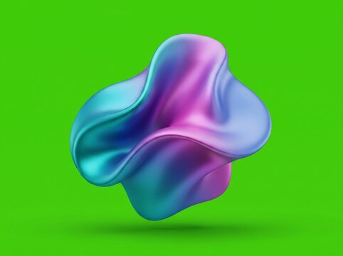 Abstract Iridescent Gradient Mesh Blob 3D Graphic Element Isolated